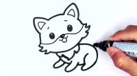 آموزش نقاشی حیوانات _ نقاشی روباه کودکانه و زیبا