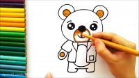 آموزش نقاشی حیوانات | نقاشی کودکانه زیبا | نقاشی خرس قهوه ای