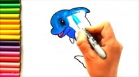 آموزش نقاشی حیوانات | نقاشی کودکانه زیبا | نقاشی دلفین با رنگ آمیزی